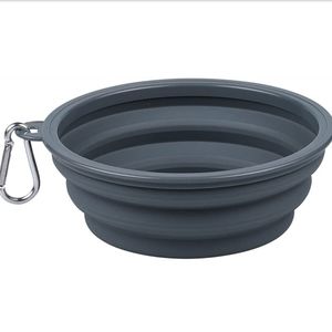 Collapsible Dog Bowl Medium 650ML Portable Dog Water Food Bowl with Clasp GRAY
